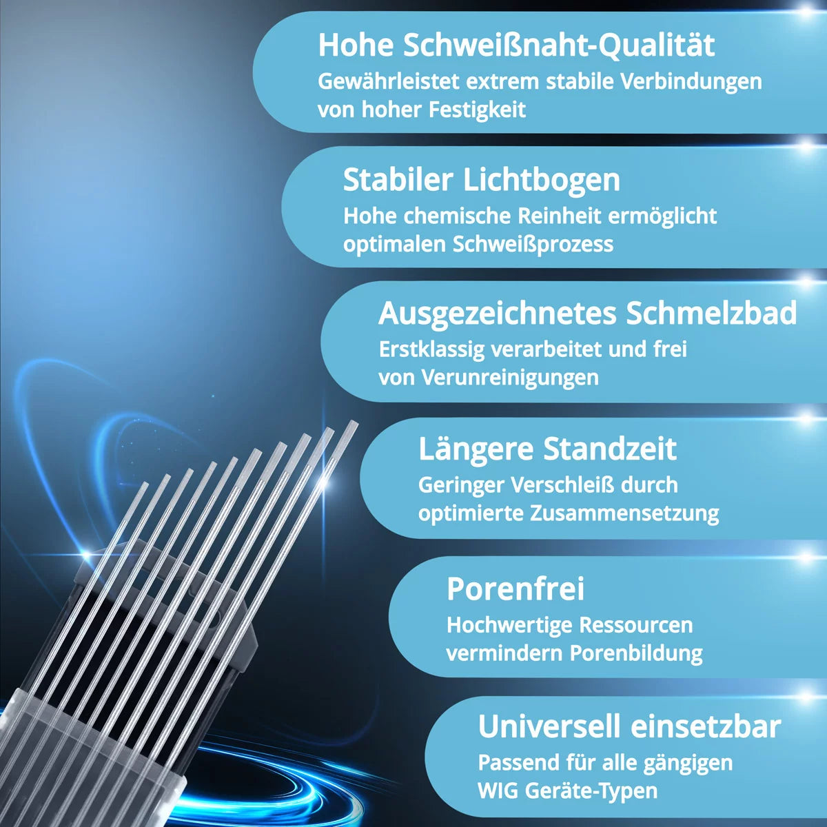 STAHLWERK Wolframelektroden / Schweißelektroden WC20 grau im Set -  5 x 1,6 mm + 5 x 2,4 mm