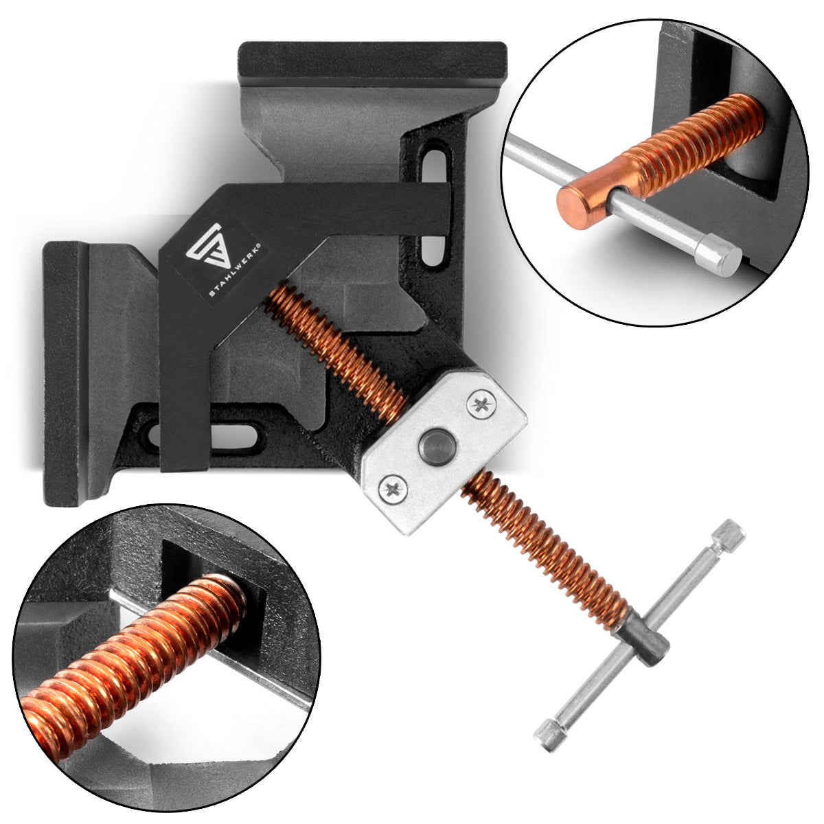 Steelwork WK-75 ST welding angle clamp / angle tensioner with 75 mm mouthpiece for fixing workpieces at a 90 ° angle