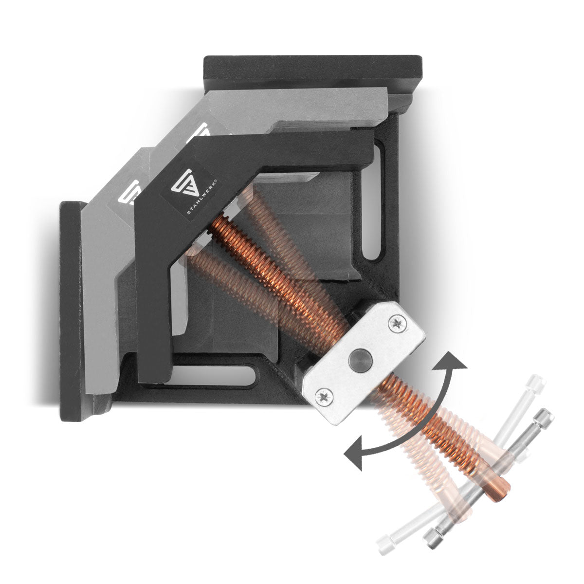 Steelwork WK-100 ST welding angle clamp / angle tensioner with 100 mm mouth size for fixing workpieces at a 90 ° angle