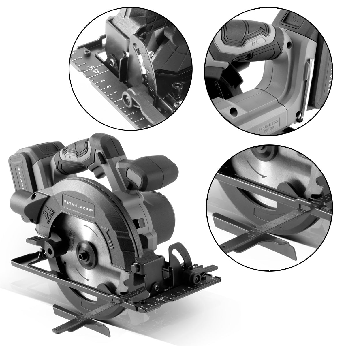 Stahlwerk AKS-20 St Batarya El Dairesel Testere Ahşap, PVC, MDF, kontrplak ve diğer malzemeleri kesmek için 900 watt ve 4.500 rpm ile fırçasız teknoloji