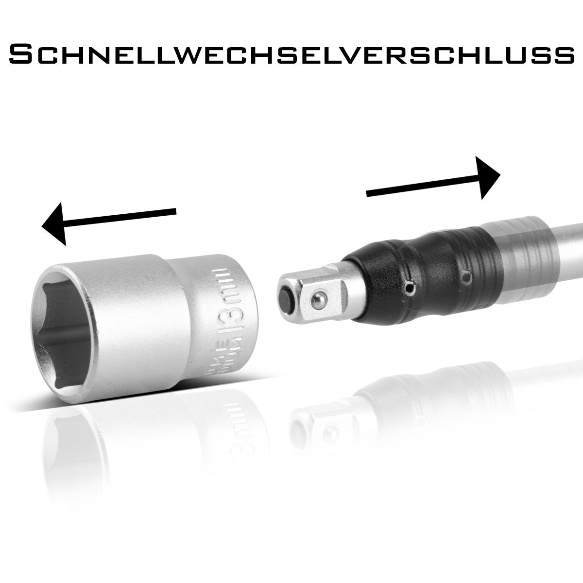 Steelworks 12-part professional socket wrench set made of chrome vanadium steel with T-handle, magnetic holder and quick-change closure