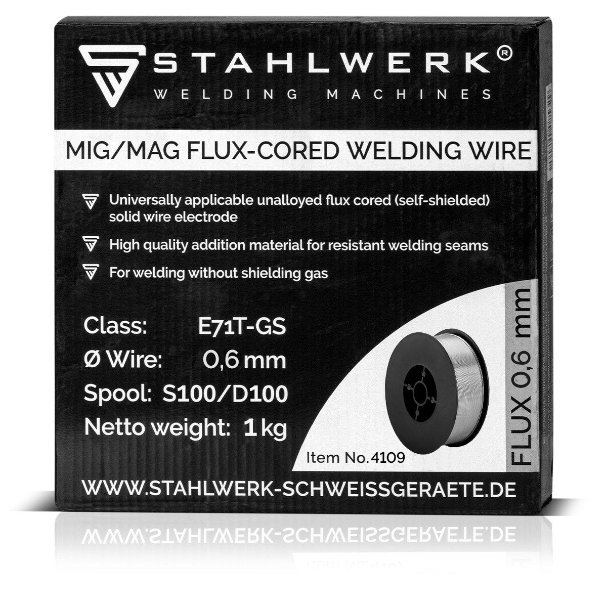 Stahlwerk mig Mag Premium Fill wire wire roller E71T-GS 0.6 mm S100/D100 Rolle 1 kg