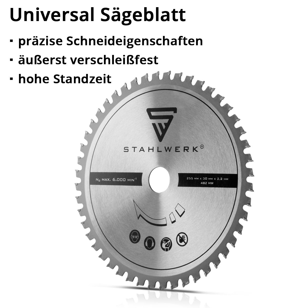 Hoja de sierra universal STAHLWERK 255 x 2,2 / 30 mm con anillo adaptador de 25,4 mm, para sierra de corte CPM-255 ST y aparatos comparables con soporte adecuado, excelentes propiedades de corte, resistente al desgaste y duradera