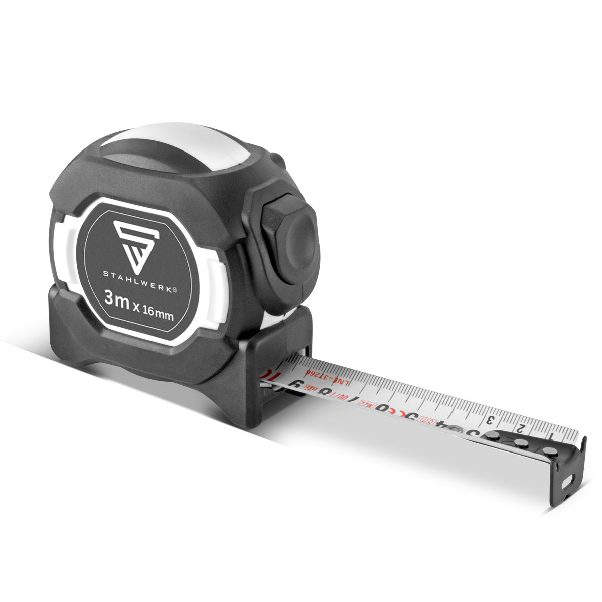 Metro e misurazione del nastro / misurazione di misurazione di 3 metri con clip, schiena automatica e alloggiamento resistente all'impatto per misurazioni precise in uso interno ed esterno