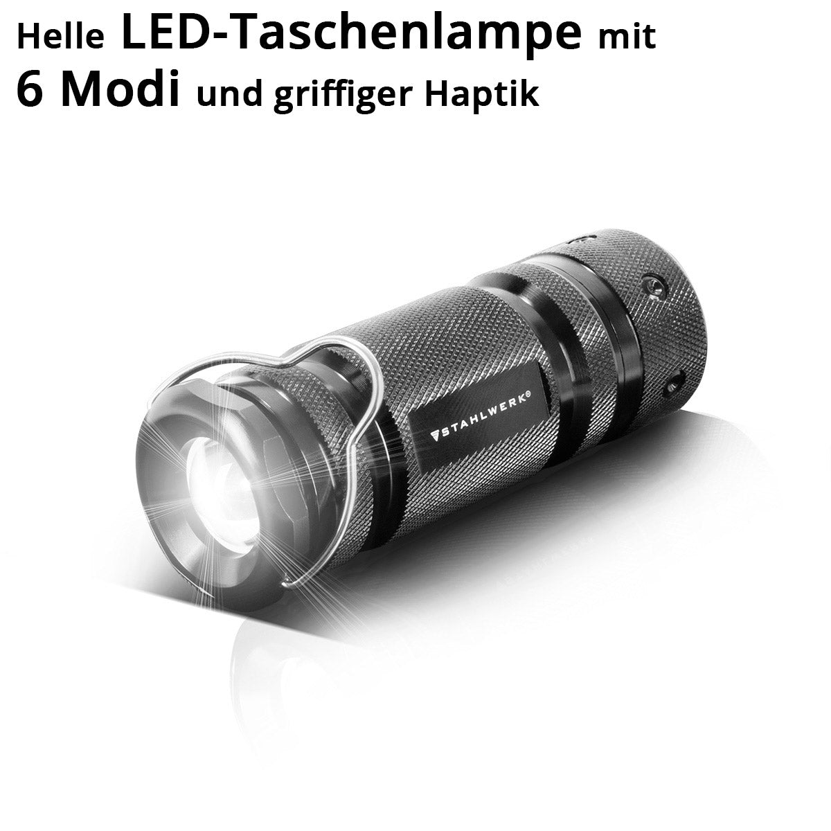 STAHLWERK LED Taschenlampe mit 6 Modi, ausziehbare 360° Teleskop-Stableuchte / LED Leuchte / LED Licht / LED Lampe / LED Laterne mit hochwertigem Aluminium-Gehäuse