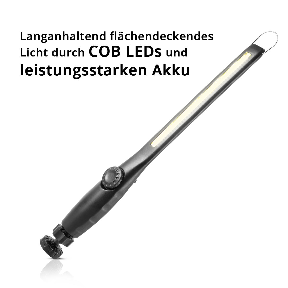 STAHLWERK LED Arbeitsleuchte AL-300 ST Leistungsstarke Stableuchte / Stablampe / Taschenlampe mit integriertem Akku, USB-Anschluss und schwenkbarem Magnetfuß, stufenlos regulierbar