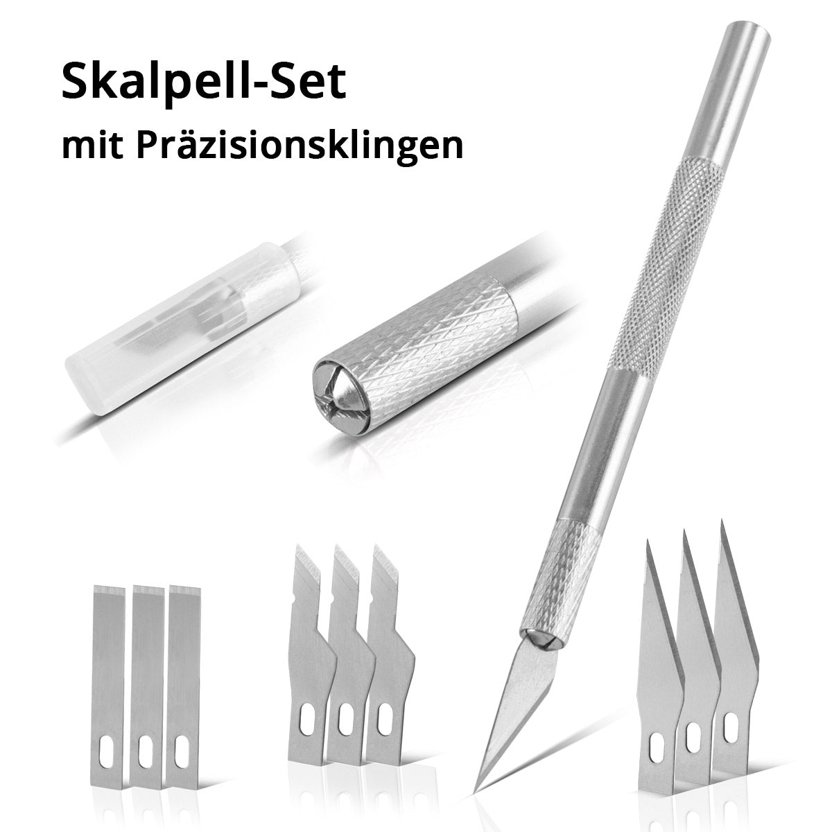 Steelworks Scalpel Professional Scalpel 10 en partie, couteau à coupe / couteau artisanal avec des lames de précision différentes pour le papier de coupe, le plastique, le cinéma, le cuir et le métal mince