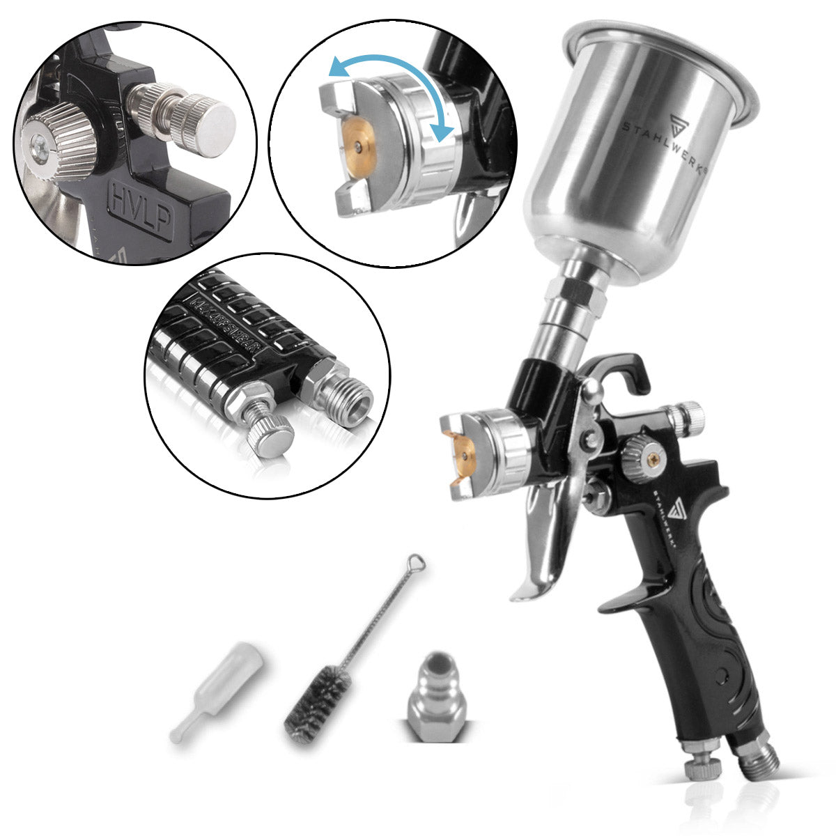 Stahlwerk HVLP painting pistol SG-125 ST with 0.8 mm nozzle and 125 ml of flow cups, professional spray gun | Spray gun | Spray gun