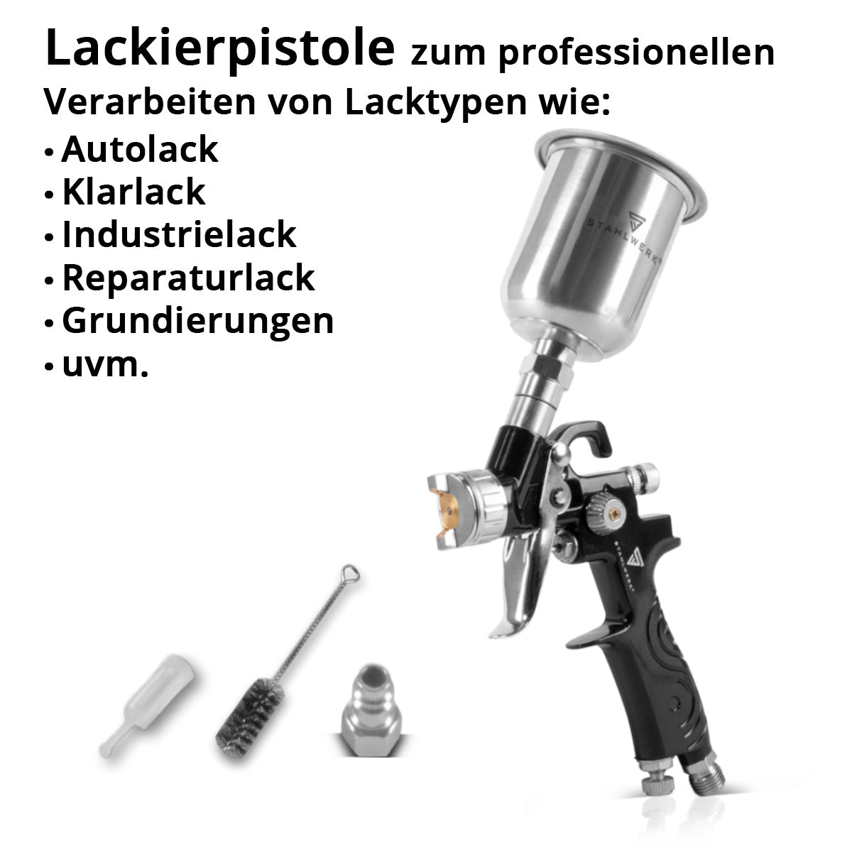 Stahlwerk HVLP painting pistol SG-125 ST with 0.8 mm nozzle and 125 ml of flow cups, professional spray gun | Spray gun | Spray gun