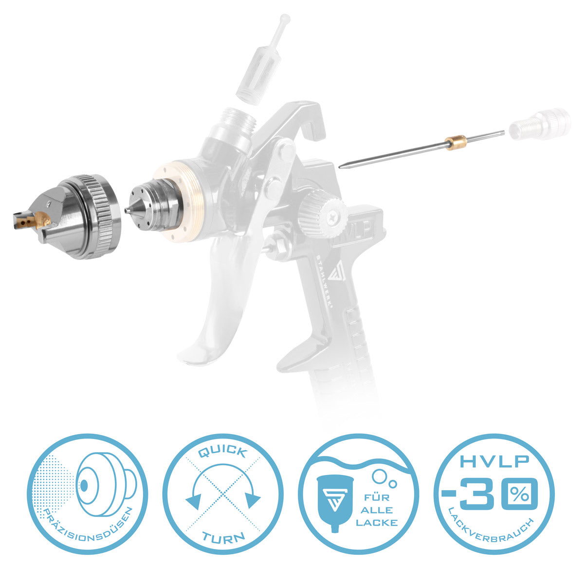 STAHLWERK Düsensatz 1,4 mm Düse für Lackierpistole / Spritzpistole / Sprühpistole / Spraypistole