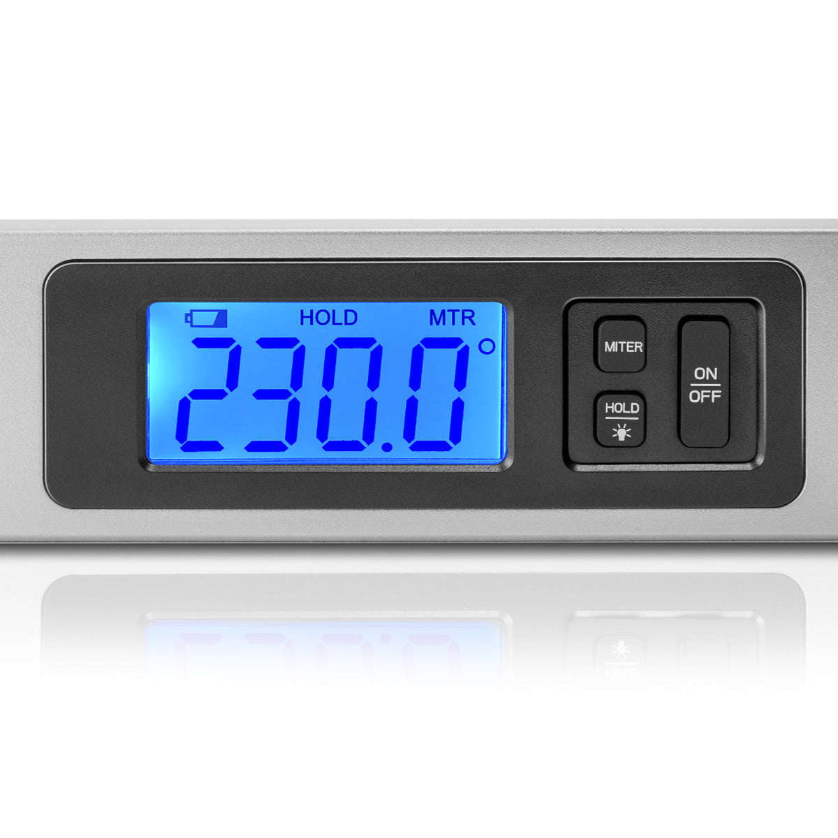 STAHLWERK DW-45 ST Digitaler Aluminium Winkelmesser / Präzisions-Winkelmessgerät / Gradmesser mit integrierter Wasserwaage, weiter Messbereich von 0-230 Grad, 450 mm, beleuchtetes LCD-Display mit Hold-Funktion und Gehrungswinkel-Berechnung