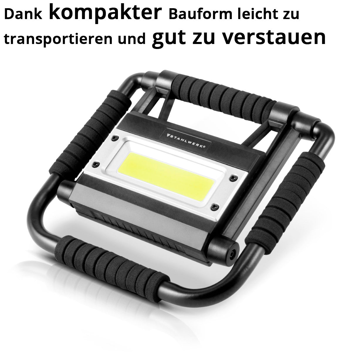 Spotlight di costruzione a LED LAL-15 ST con 15 watt, 1500 lumen, USB e batteria da 3,7 V con 4400 mAh, luce di lavoro a LED / faro / proiettore / fluviatore