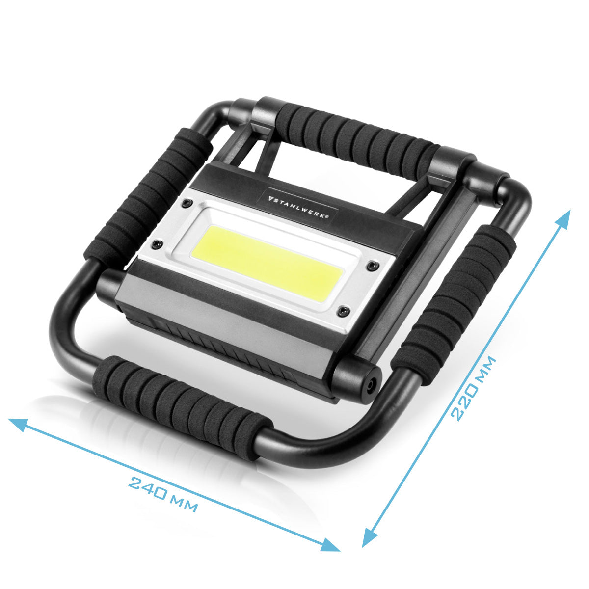 STAHLWERK LED Baustrahler LAL-15 ST mit 15 Watt, 1500 Lumen, USB und 3,7 V Akku mit 4400 mAh, LED Arbeitsleuchte / Scheinwerfer / Flutlicht / Fluter