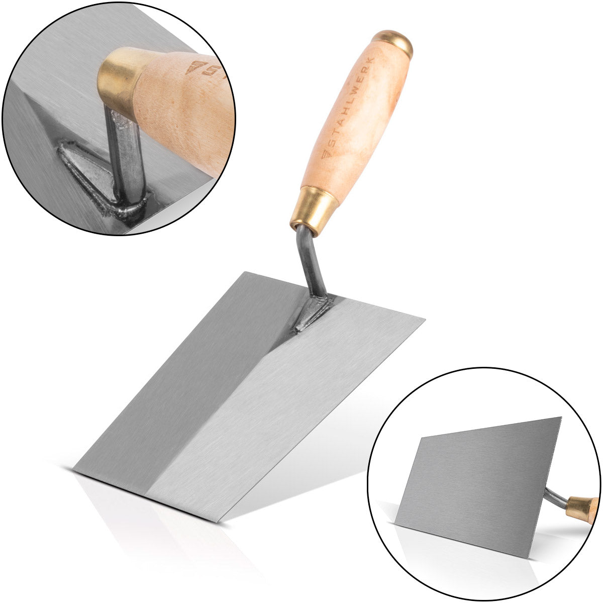 Steel mill Masonkelle 180 mm, high-quality carbon steel cleaning trowel / trapezoidal trowel / universal trowel with ergonomic handle made of natural wood