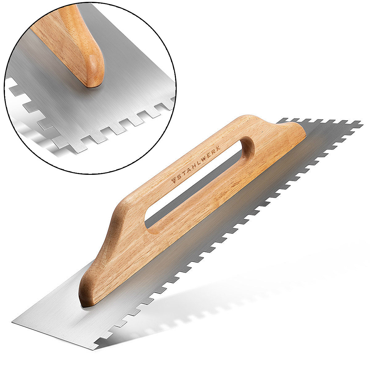 Steelworks two-hand smoothing trowel 140 x 500 mm with 10 mm rectangular toothing, high-quality professional carbon steel cleaning trowel / eaves / smooth trowel / Swiss trowel