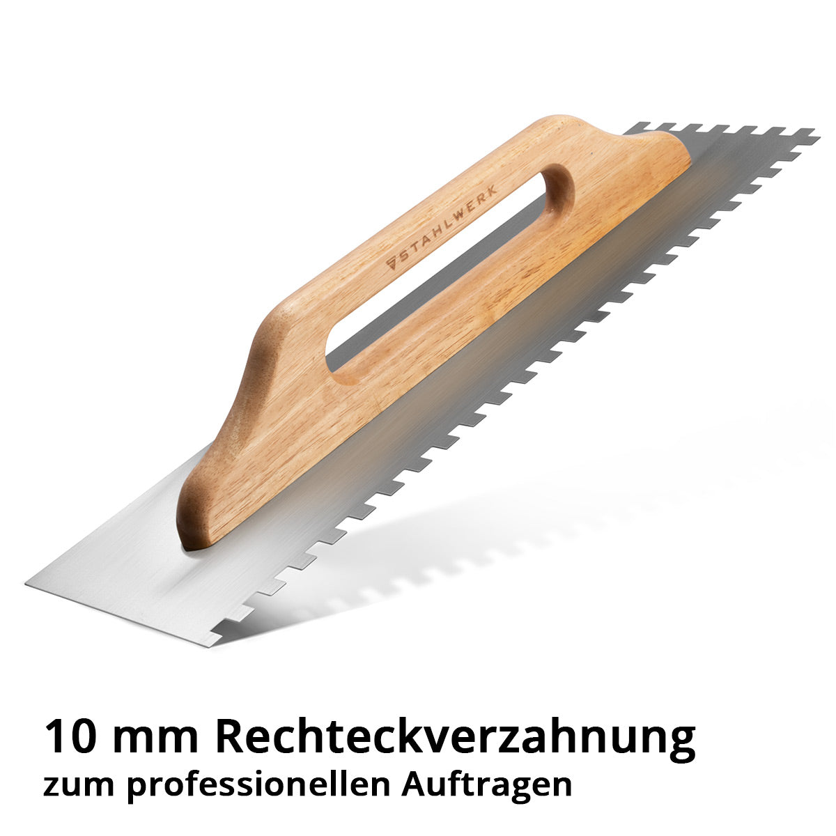 Steelworks two-hand smoothing trowel 140 x 500 mm with 10 mm rectangular toothing, high-quality professional carbon steel cleaning trowel / eaves / smooth trowel / Swiss trowel