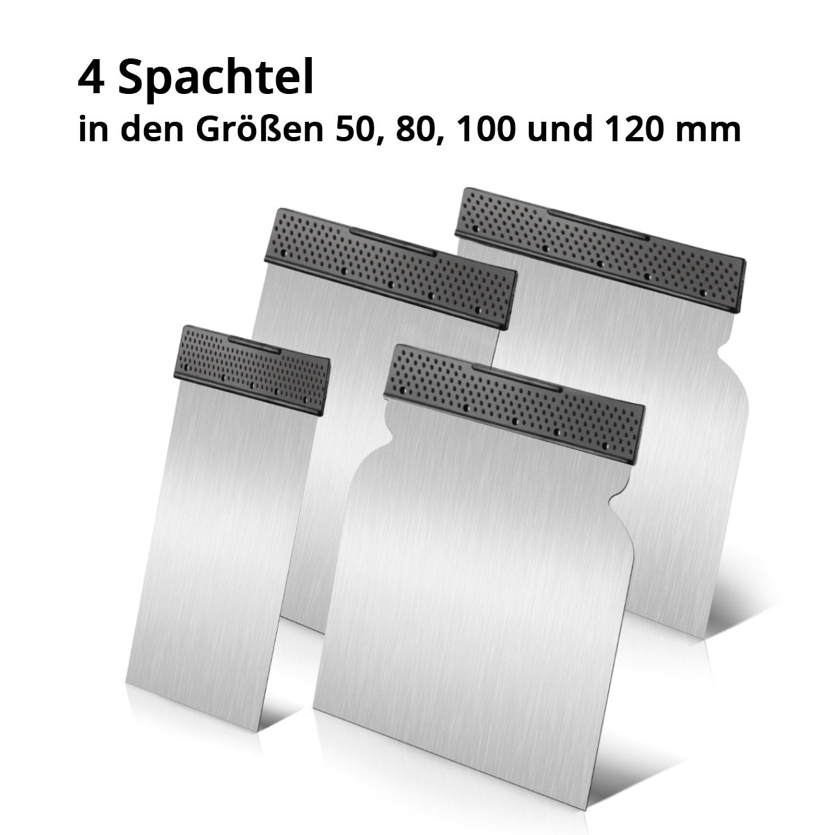 Steelworks Spatel Set 4-piece Entipers 50, 80, 100, 120 mm, universal area filler / jap filler / painting spatula with elastic and break-resistant blade made of spring tape steel