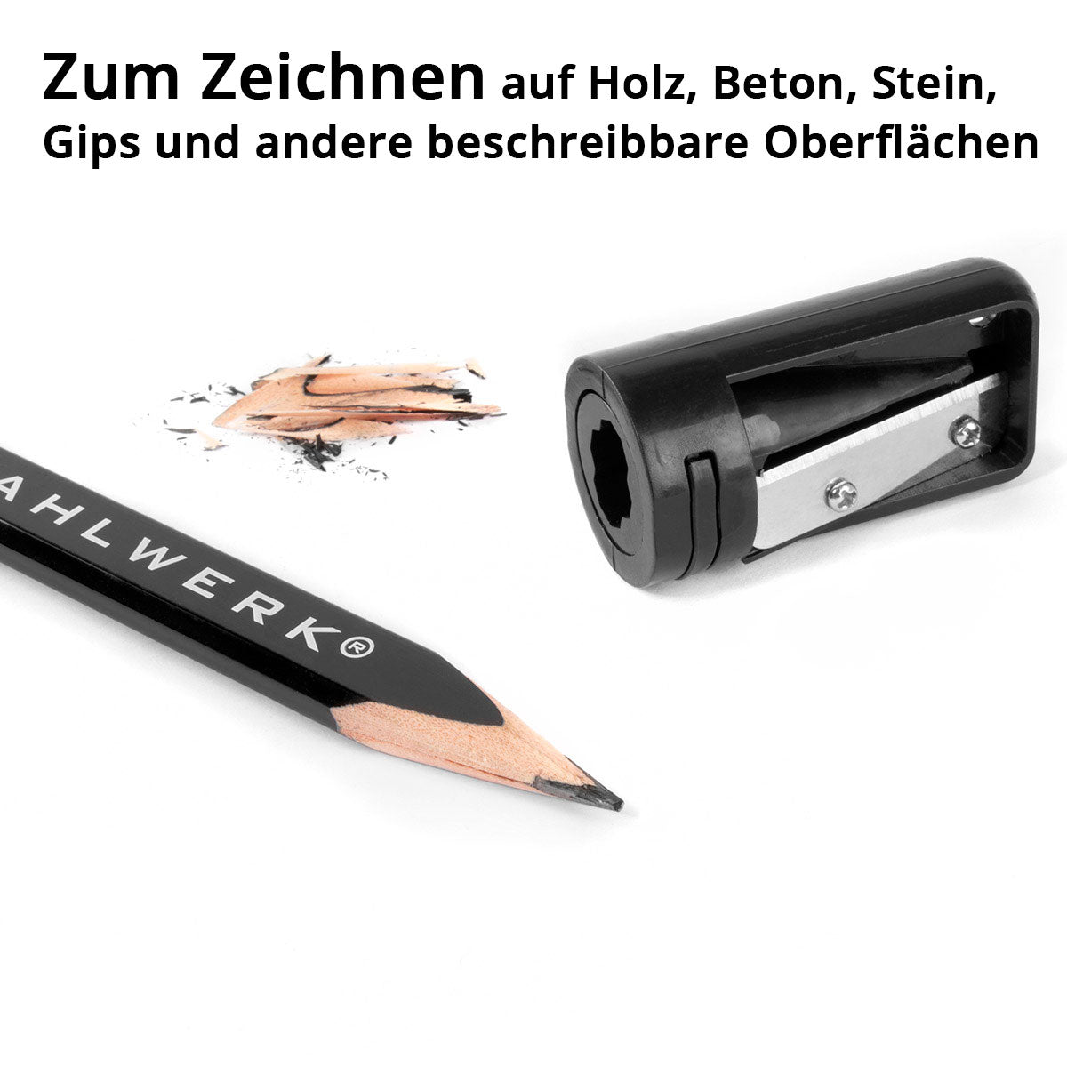 Steelworks ZimmermannSletfift Set 5-part 180 mm (7 ") 4 oval, medium-hard (HB) construction pencils including the sharpener with grinding strips for construction, craft and DIY