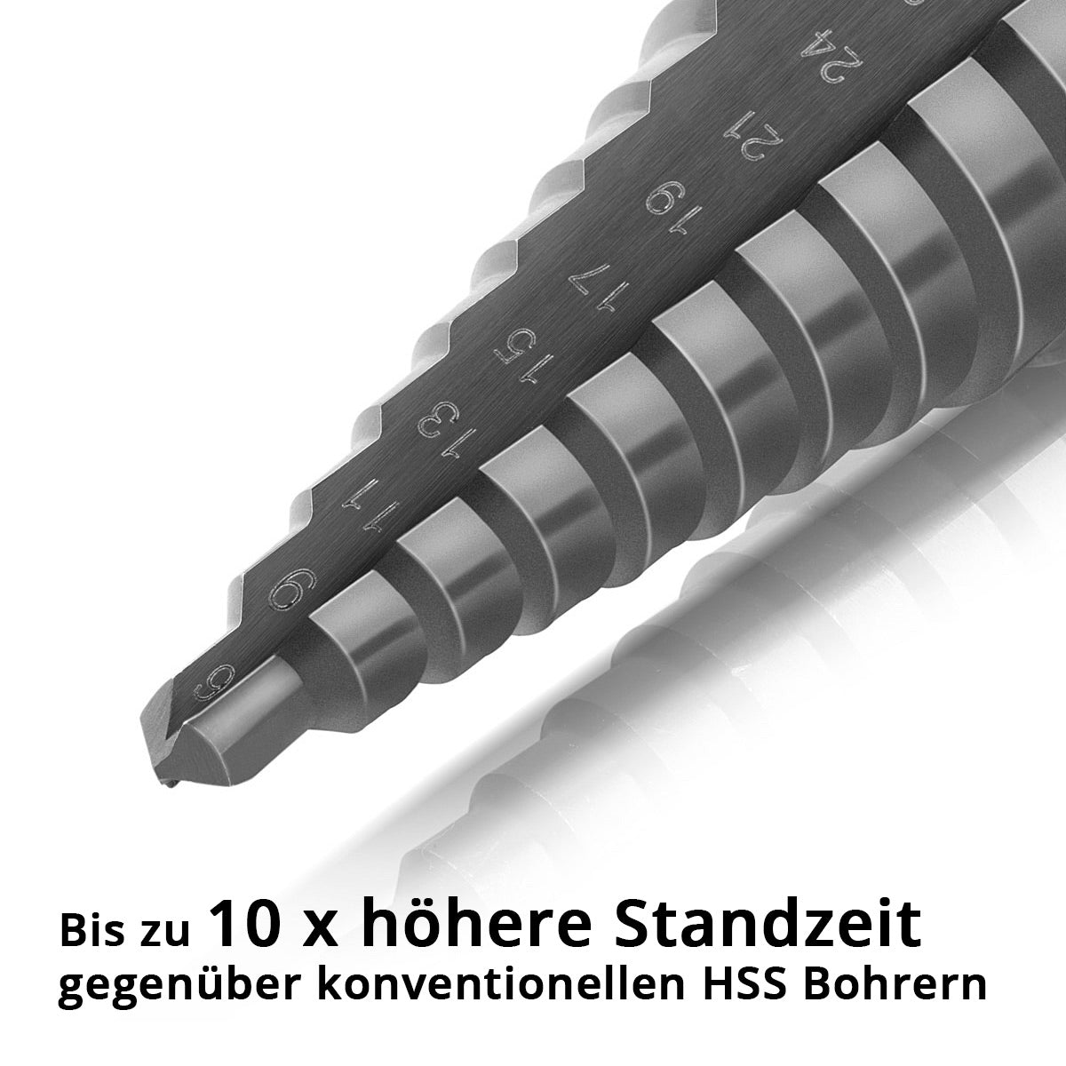 Steelwork HSS Step Matkap / Koni Matkap Tialn kaplamalı 5 parça seti, alaşımlı ve alaşımlı olmayan çeliklerin hassas delinmesi için plastik saklama kutusu dahil olmak üzere düşürücü matkap / metal matkap