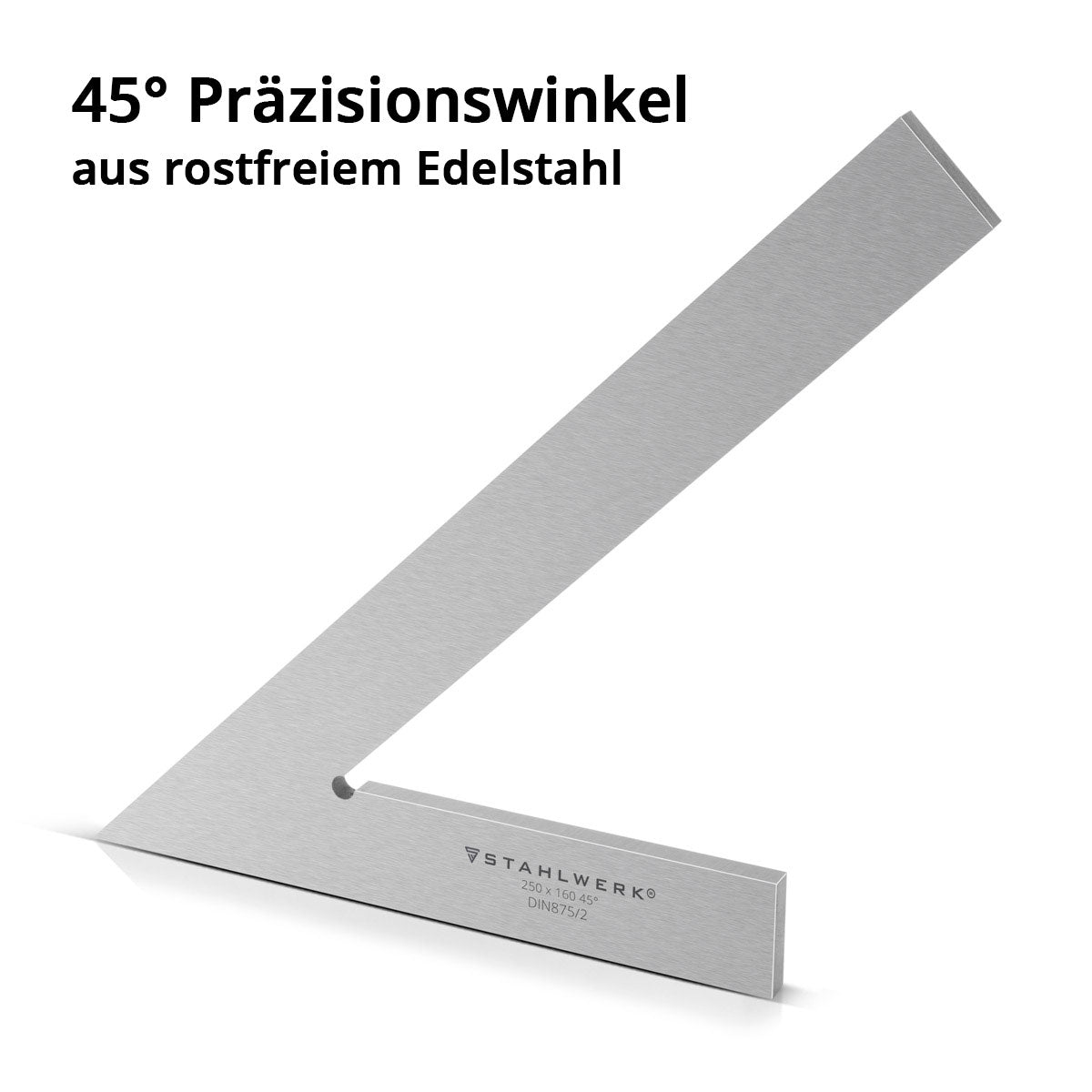 Steel mechanism point-flat angle 45 ° 250 x 160 mm DIN 875/2 control angle / locksmith angle / clipping angle / pointed angle / precision angle made of stainless steel & tearing needle 145 mm