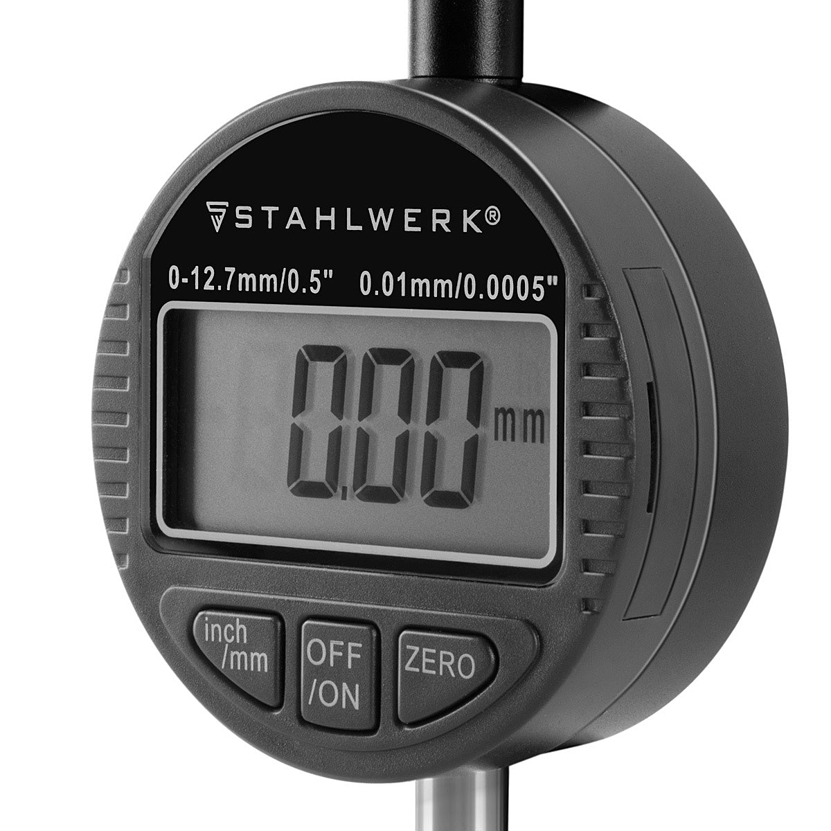 STAHLWERK Digitale Messuhr mit 0-12,7 mm (0,5") Messbereich, Messtaster für Präzisionsmessungen in Millimeter und Zoll