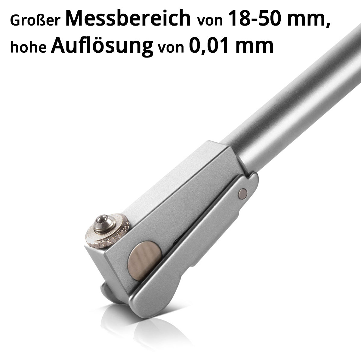 Meccanismo di acciaio metro-fine-fine con quadrante analogico, intervallo di misurazione 18-50 mm, risoluzione 0,01 mm dispositivo di misurazione interno / teoria del foro di misurazione interno / foro di precisione inclusi 7 bulloni di misurazione