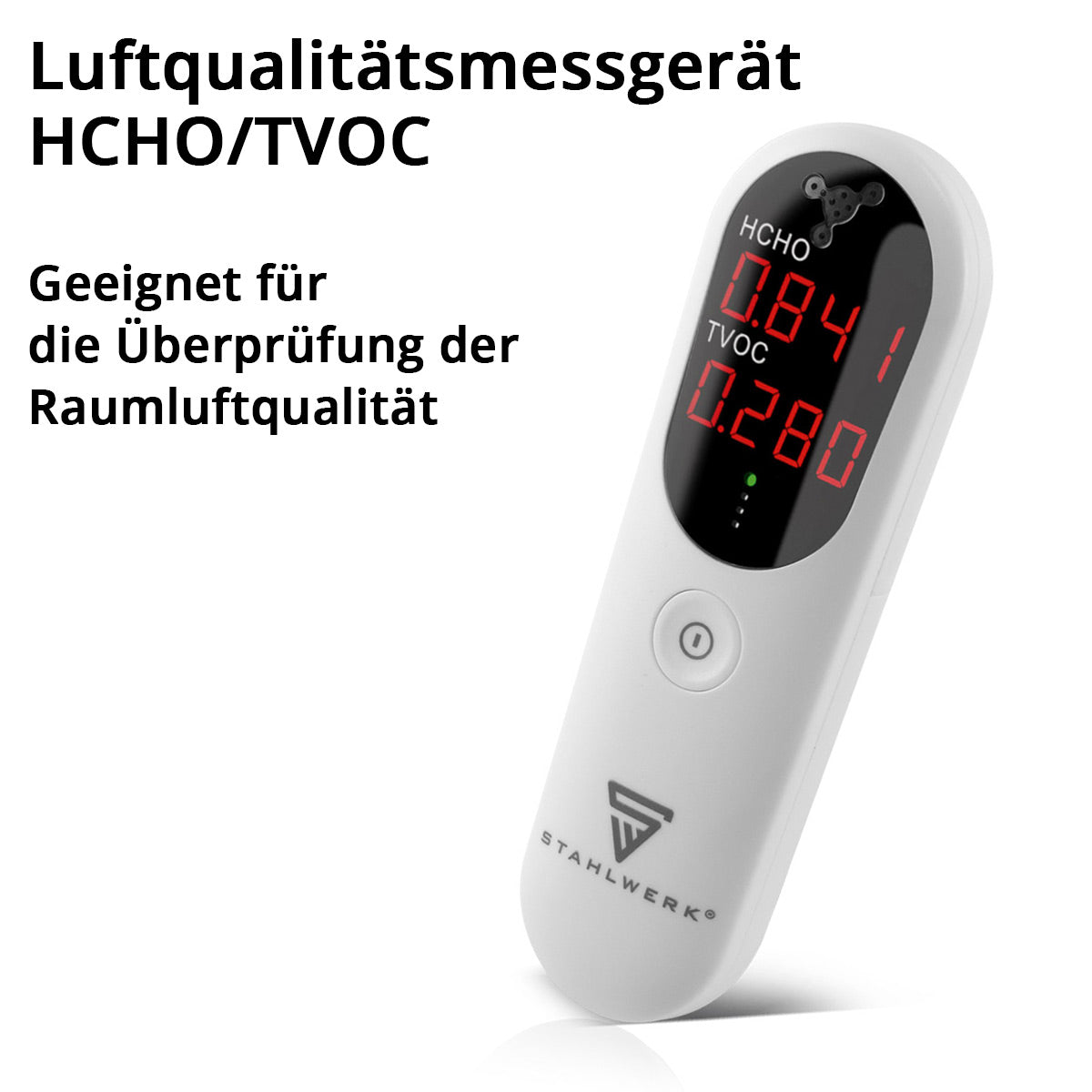 STAHLWERK Luftqualitätsmessgerät / Luftqualitätsmonitor / Luftqualitätsmesser LM-10 ST präzises HCHO TVOC Messgerät / Prüfgerät / Detektor zur Messung der Luftqualität auf Schadstoffe