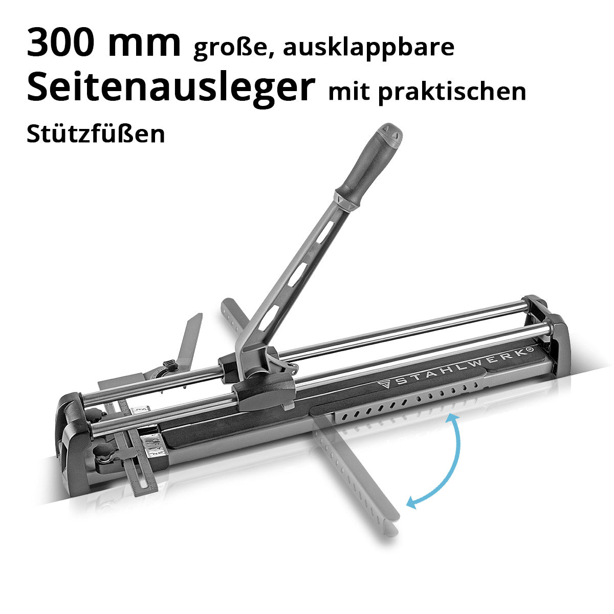 Steelwork Profi tile cutter PFS-600 ST with 600 mm cutting length, 425 mm diagonal cut length and 14 mm cutting thickness, palm cutter / tile cutting machine with high-performance cutting wheel for separating ceramic tiles