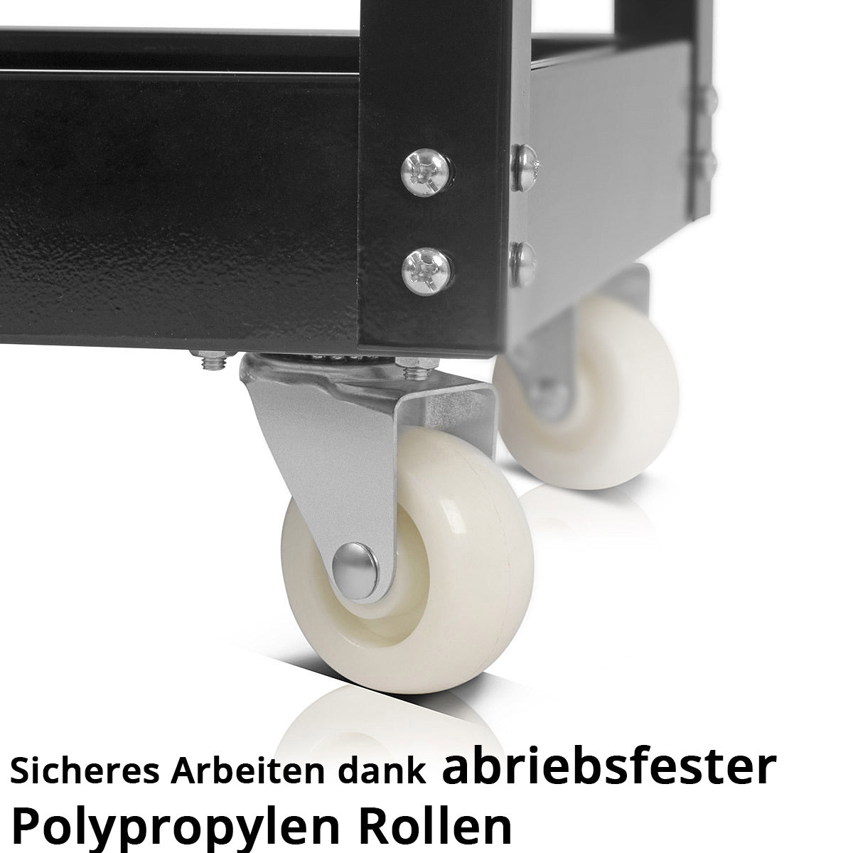 STAHLWERK Werkzeugwagen mit 200 kg Tragkraft, robuster Werkstattwagen / Rollwagen / Transportwagen / Montagewagen mit 3 Ladeflächen