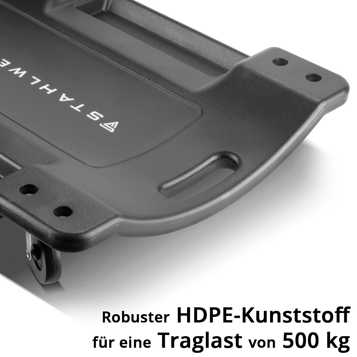 STAHLWERK Kfz-Rollbrett RC-40 ST mit 500 kg Tragfähigkeit und 6 beweglichen Rollen, ergonomisches Montagerollbrett | Montageliege | Werkstattrollbrett | Werkstattliege aus robustem Kunststoff