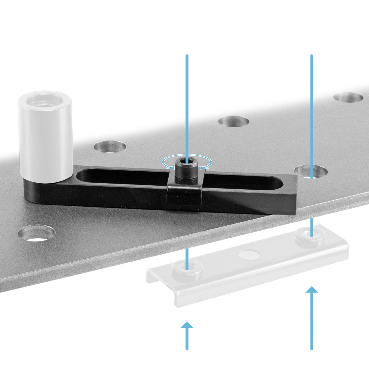 Steelworks Variable stop with assembly magnet - universal fastening solution / fixing aid for welding tables with perforated system D16