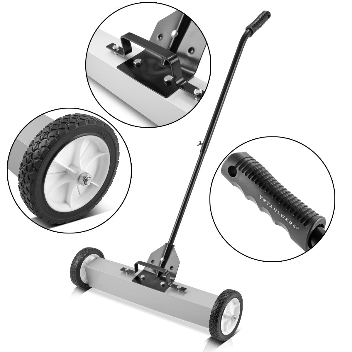 Stahlwerk Magnet floor sweepers MBK-24 ST with 610 mm width and 17.5 kg capacity, magnetic broom / chip collector / magnetic sweeper for metal shavings, screws, nails and other magnetic parts