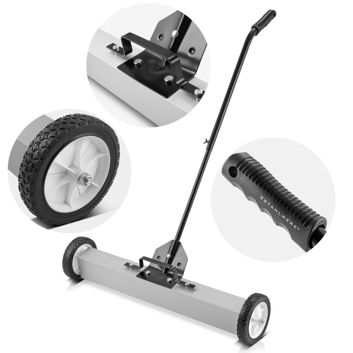 Steelworks magnetic floor sweepers MBK-30 ST with 762 mm width and 20 kg capacity, magnetic broom / chip collector / magnetic sweeper for metal shavings, screws, nails and other magnetic parts