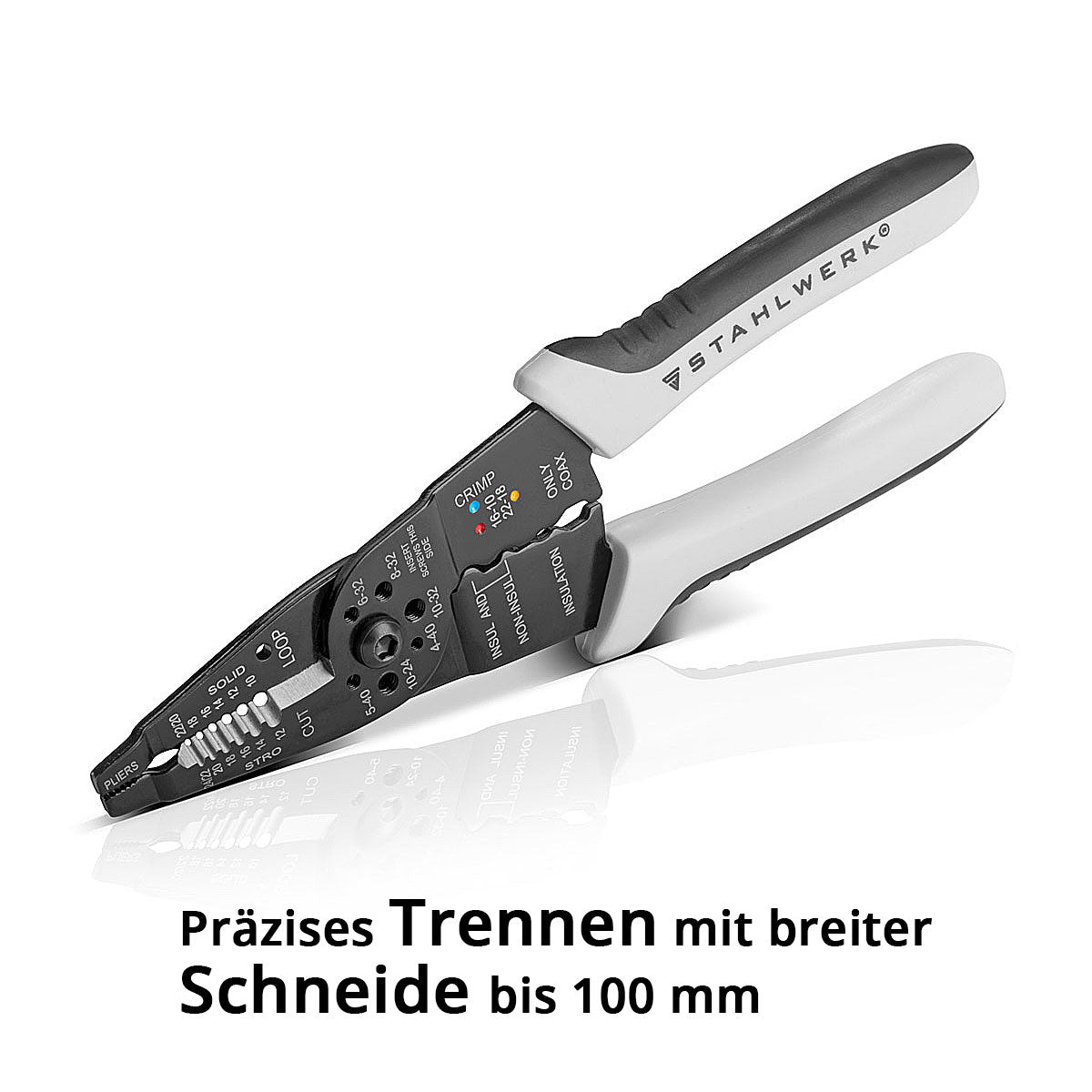 Steel mill ABISOLIERLANGE AZ-8 ST with 0.6-2.6 mm cutting output, crimp-pliers | Crimper | Cable pliers for cutting, crimping and stripping