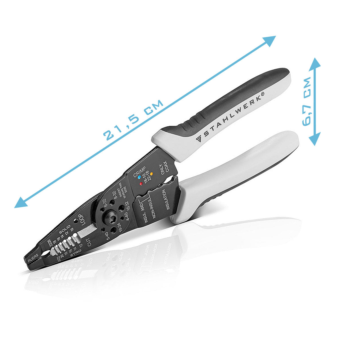 Steel mill ABISOLIERLANGE AZ-8 ST with 0.6-2.6 mm cutting output, crimp-pliers | Crimper | Cable pliers for cutting, crimping and stripping