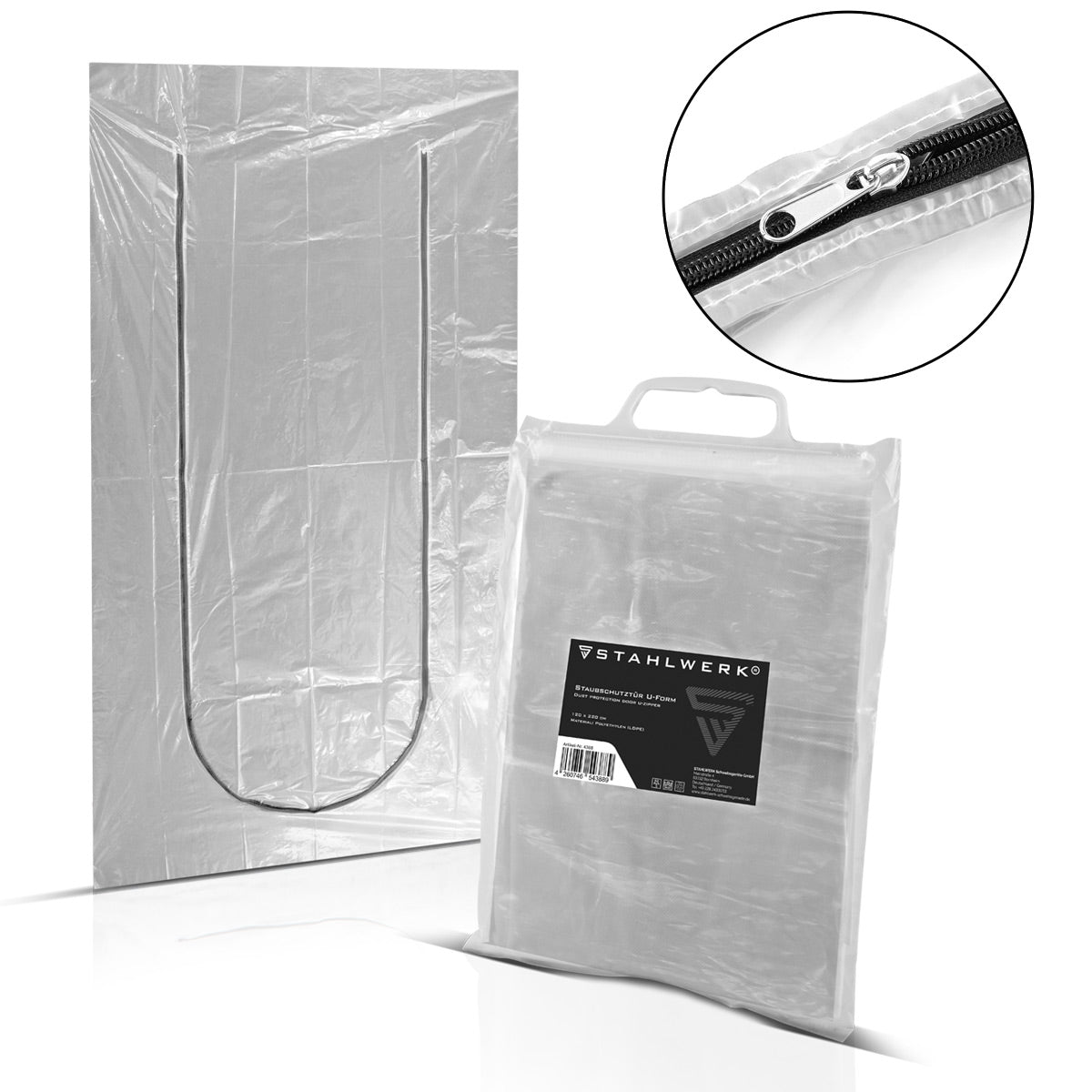 Stahlwerk Staub protection door U-shape dust door / dirt lock / dust curtain with an integrated zipper