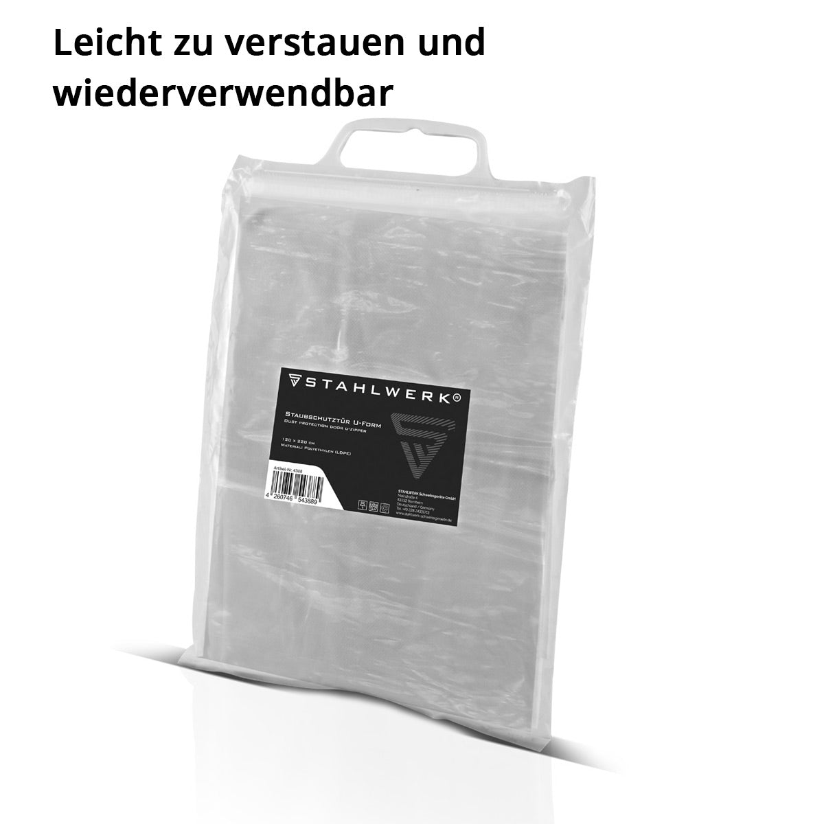 Stahlwerk Staub protection door U-shape dust door / dirt lock / dust curtain with an integrated zipper