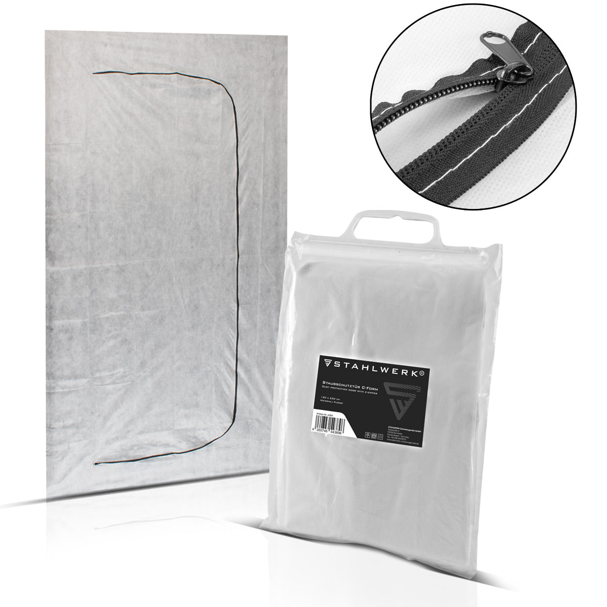 Stahlwerk Staub protection door C-shape / dust door / dirt lock / dust curtain with an integrated zipper