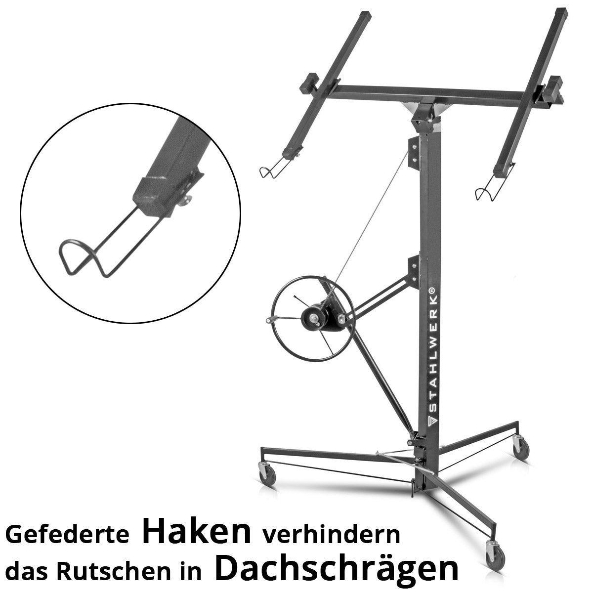 Steelworks plate lifter PH-465 ST 1.92-4.86 m, up to 68 kg resilient, plate lift / assembly lift / panel lifter for professional assembly of rigip plates and other drywall elements