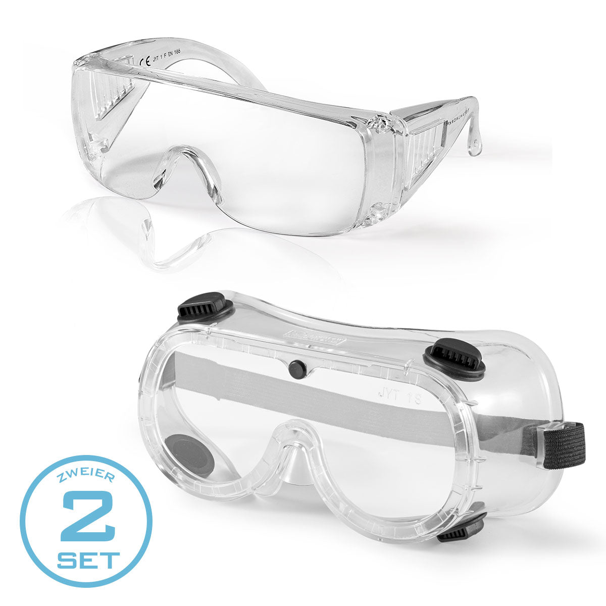 Steelworks protective glasses set / basket goggles with holding tape / welding protection glass