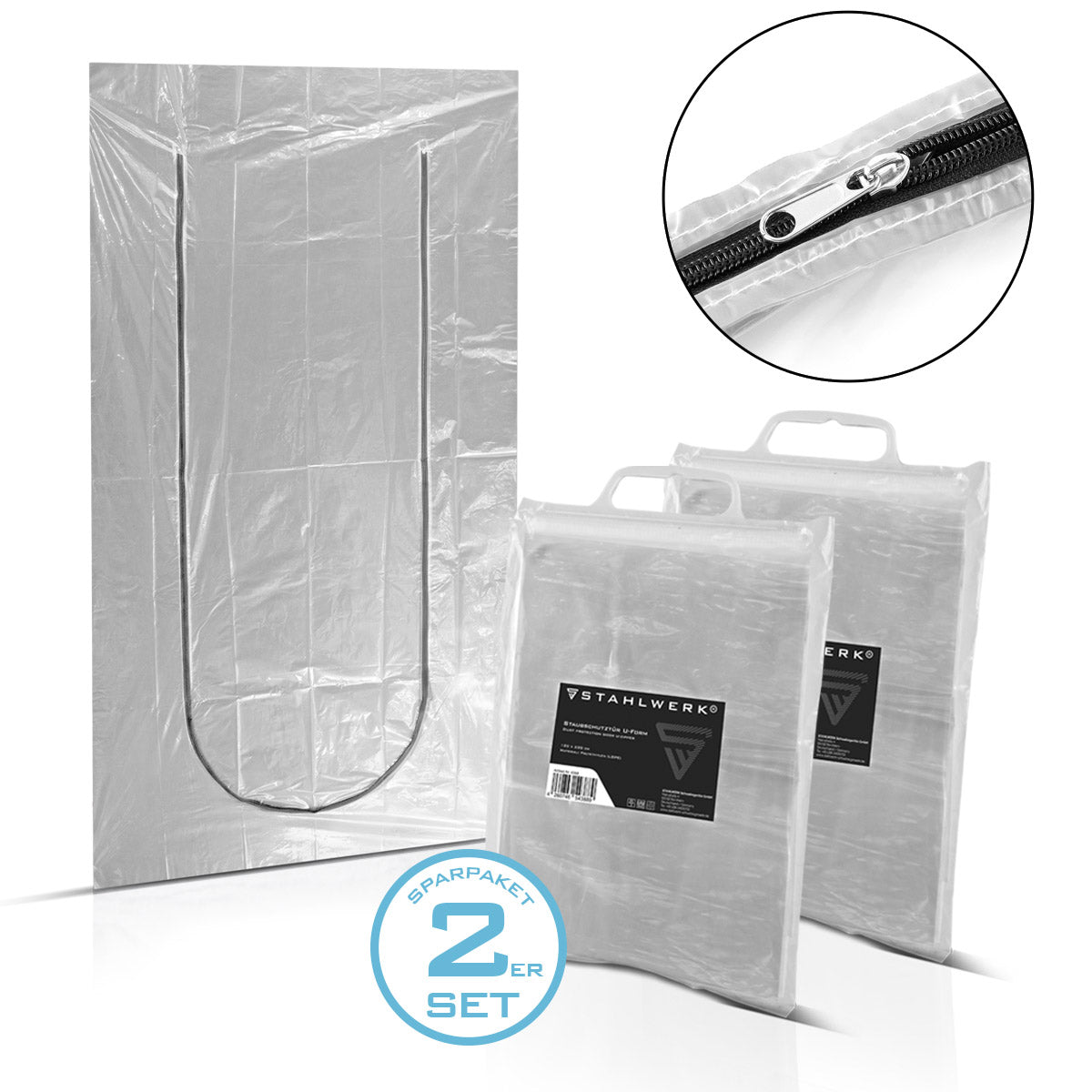 Stahlwerk Staub protection door 2 Set U-shape dust door / dirt lock / dust curtain with an integrated zipper