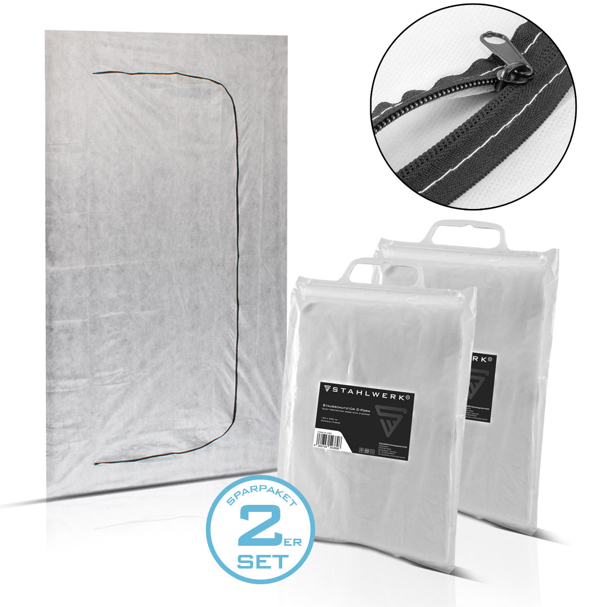 Stahlwerk Staub protection door 2 Set C-shape dust door / dirt lock / dust curtain with an integrated zipper