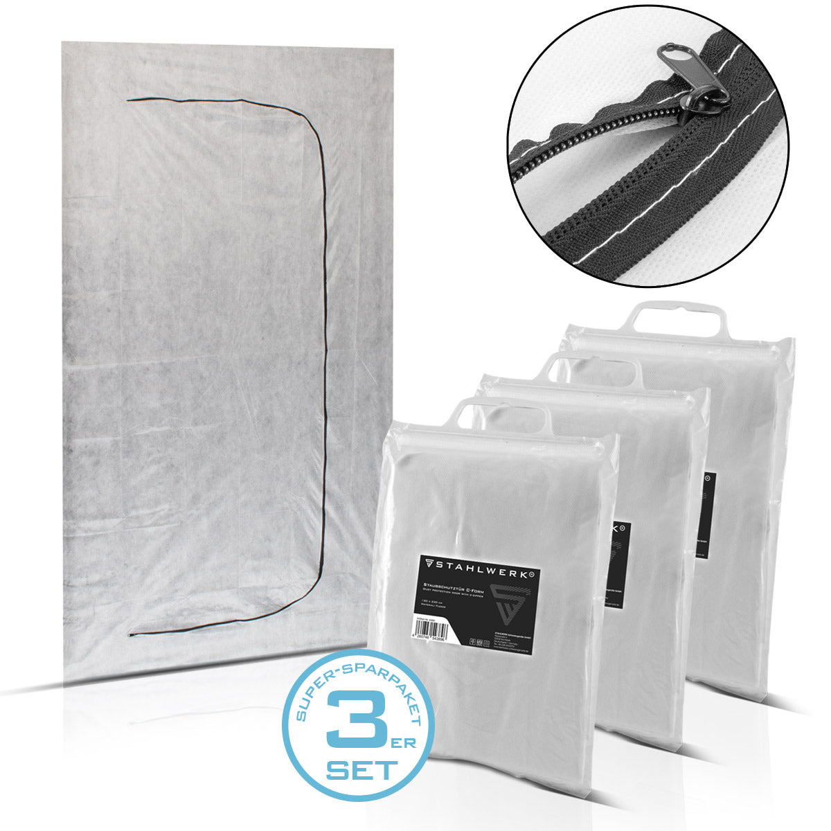 Stahlwerk Staub protection door 3 Set C-shape dust door / dirt lock / dust curtain with an integrated zipper