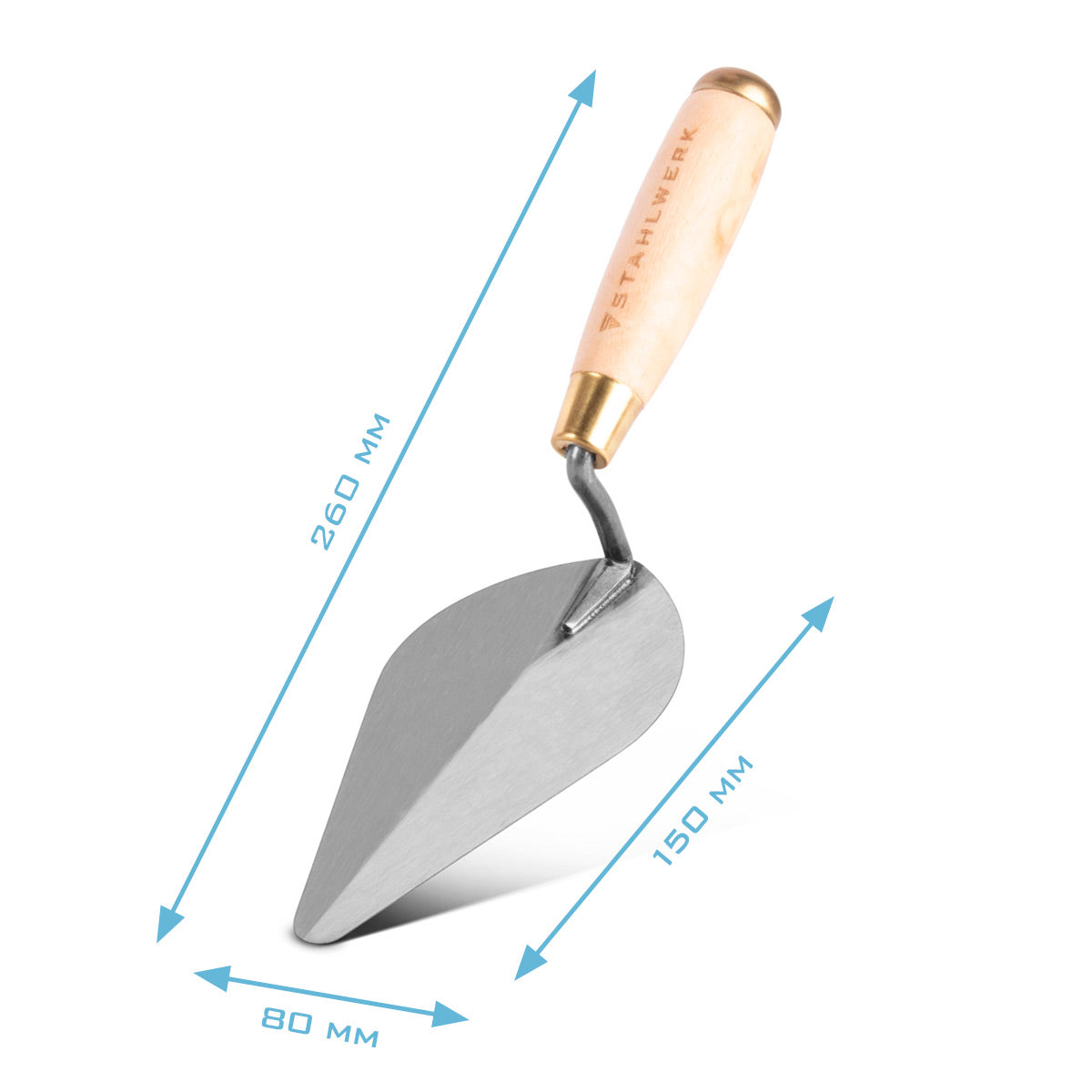 Steelworks pointed cells 4er set 150-200 mm, high-quality carbon steel bricklayal plates / cleaning cellar / triangular cellar with ergonomic handle