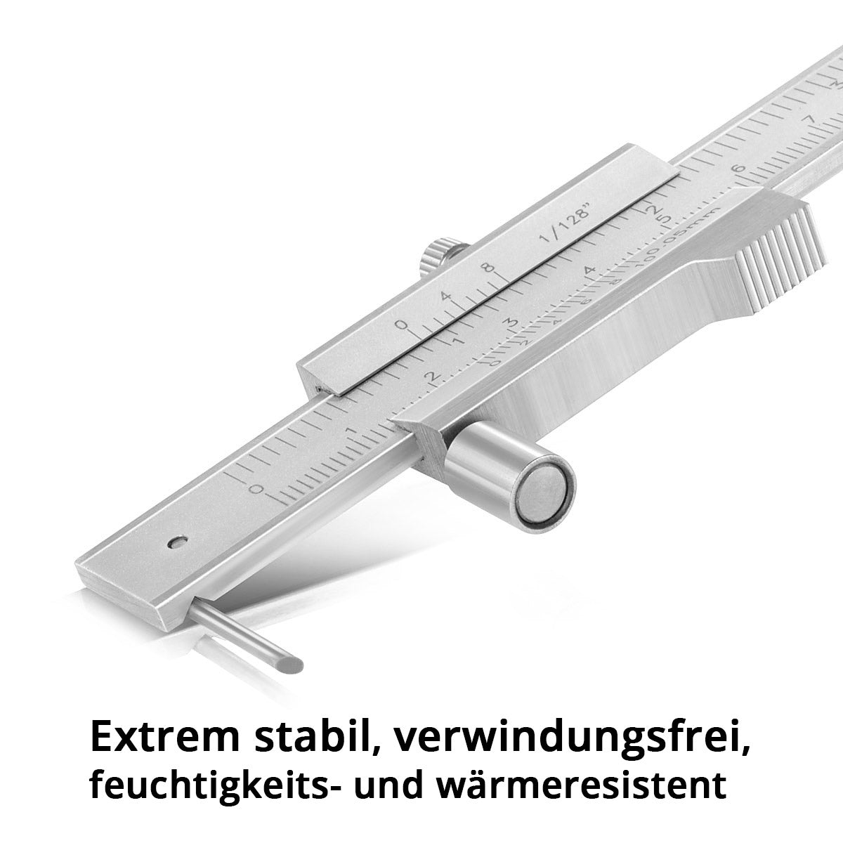Steelworks anreiß-messbehieber | Teoria della misurazione | Teoria scorrevole 0-200 mm | 8 pollici con il rullo Nonous e Stop secondo Din 862 per misurazioni di precisione