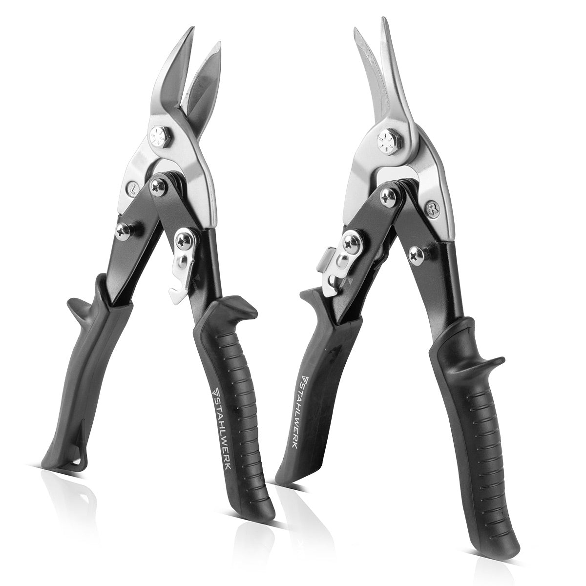 Steelworks 2 Set Professional sheet scissors right, left cut made of chrome vanadium steel for sheets up to 1.25 mm thickness