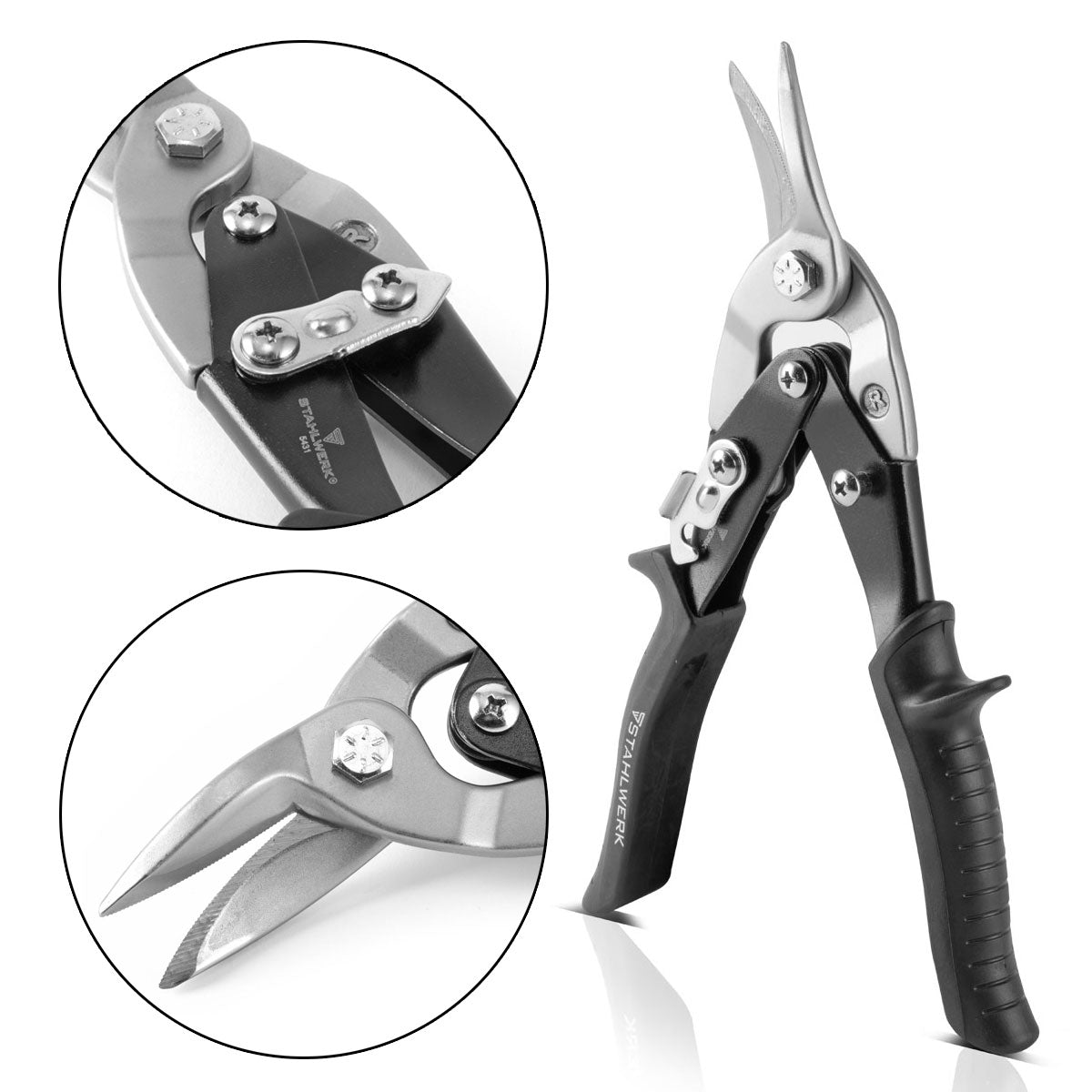 Steelworks 2 Set Professional sheet scissors right, left cut made of chrome vanadium steel for sheets up to 1.25 mm thickness