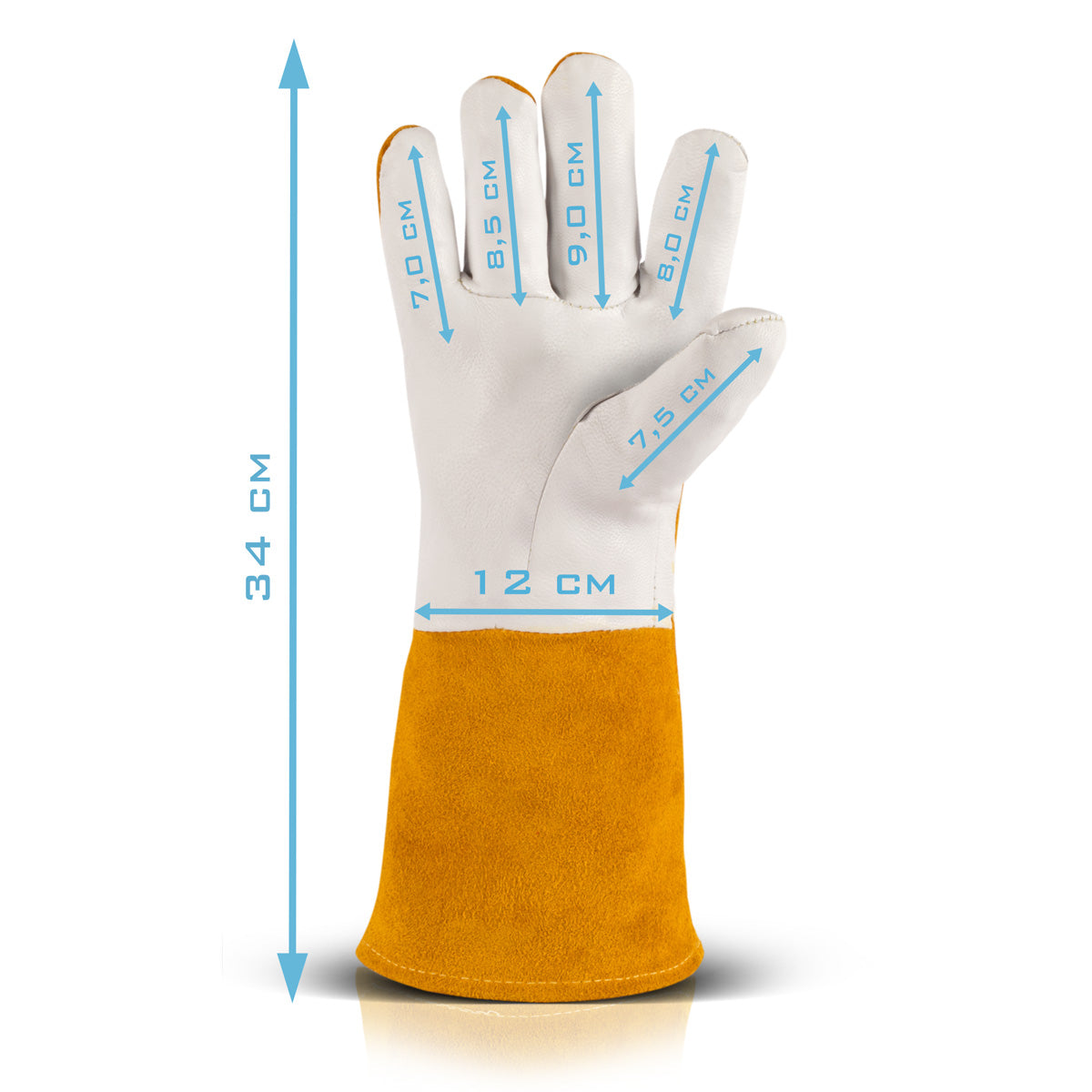 Guantes de soldadura de acero + dedos de peluca, guantes protectores robustos y resistentes al calor de cuero real, incluida la protección térmica de tejido de kebab para todos los trabajos de soldadura y corte.