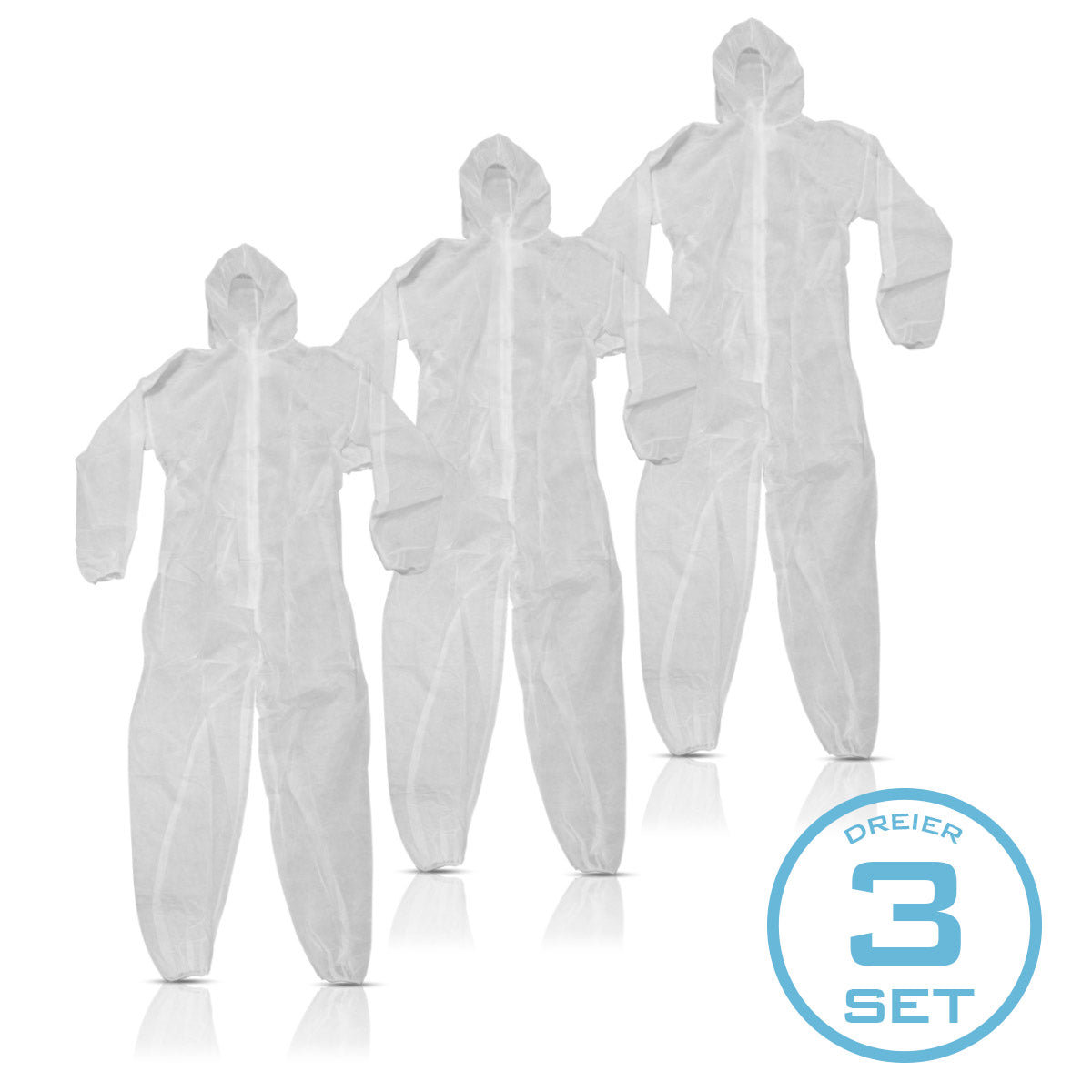 Steelworks 3 Set painter suit | Protection suit | PP-overall | Disposable suit XL with hood and zipper for painting, painting and renovation work