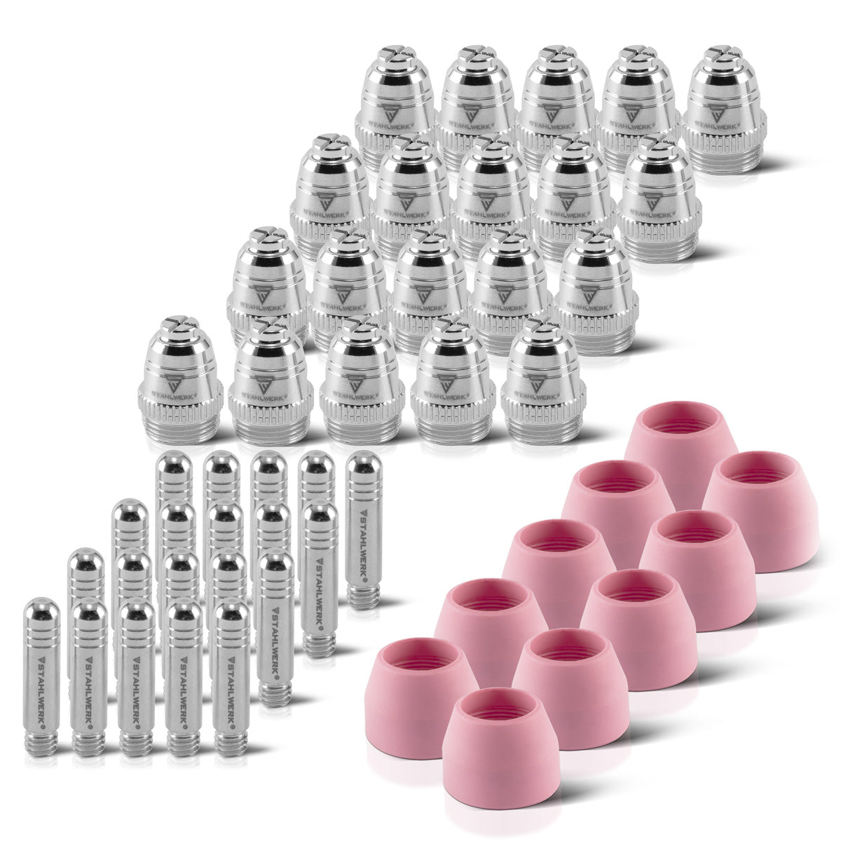 Accessori per plasma AG-60 Stahlwerk Set 50 parti, indossare parti Plasmadüsen + Elettrodi + Cappelli in ceramica per Burner di taglieri al plasma AG-60 / SG-55